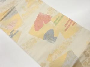 色紙に雲・ヱ霞模様織出し名古屋帯